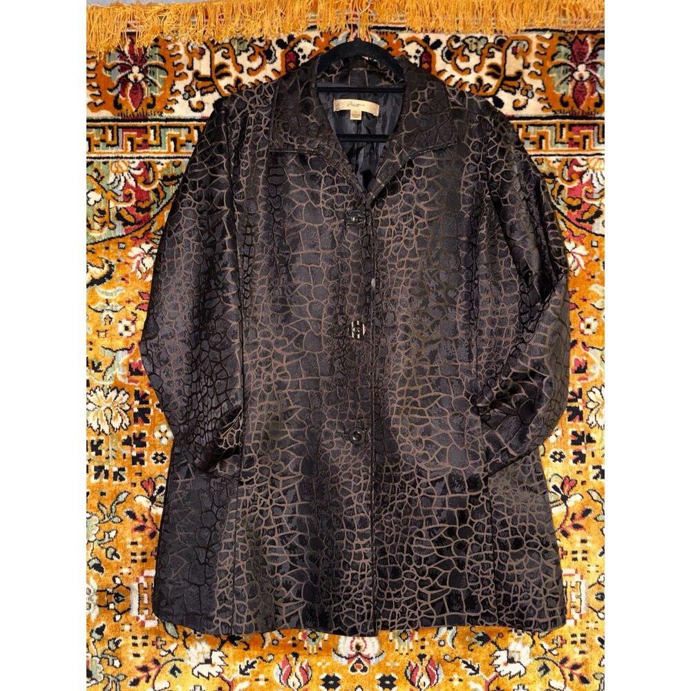 y2K Dark Reptile Print Oversized Blazer Crocodile Jacquard Women's sz Large